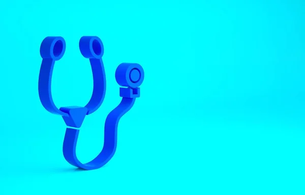 Blue Stethoscope medisch instrument icoon geïsoleerd op blauwe achtergrond. Minimalisme concept. 3d illustratie 3D renderen — Stockfoto