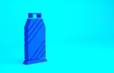 Mavi arkaplanda mavi dikiş ipliği izole edilmiş. İplik makarası. İplik kutusu. Minimalizm kavramı. 3d illüstrasyon 3B canlandırma