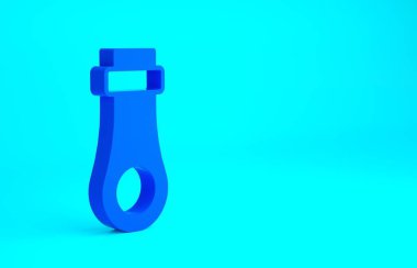 Mavi fermuar simgesi mavi arkaplanda izole edildi. Minimalizm kavramı. 3d illüstrasyon 3B canlandırma