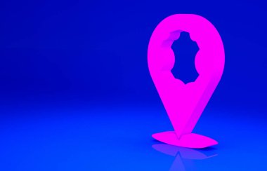 Mavi arkaplanda izole edilmiş pembe deri ikon. Minimalizm kavramı. 3d illüstrasyon 3B canlandırma