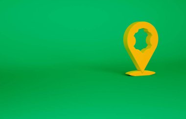 Yeşil arkaplanda izole edilmiş turuncu deri ikon. Minimalizm kavramı. 3d illüstrasyon 3B canlandırma