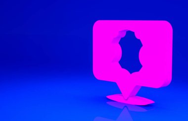 Mavi arkaplanda izole edilmiş pembe deri ikon. Minimalizm kavramı. 3d illüstrasyon 3B canlandırma