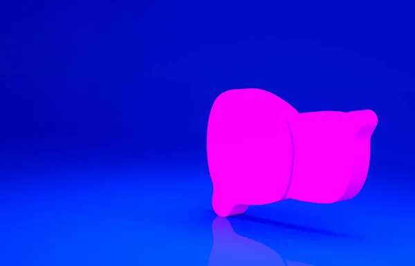 青色の背景にピンクのヒトの臓器の肝臓アイコン。最小限の概念。3Dイラスト3Dレンダリング — ストック写真