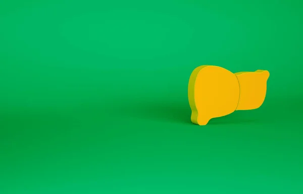 Icono de hígado de órgano humano naranja aislado sobre fondo verde. Concepto minimalista. 3D ilustración 3D render — Foto de Stock