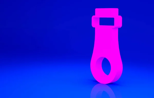 Icono de cremallera rosa aislado sobre fondo azul. Concepto minimalista. 3D ilustración 3D render —  Fotos de Stock