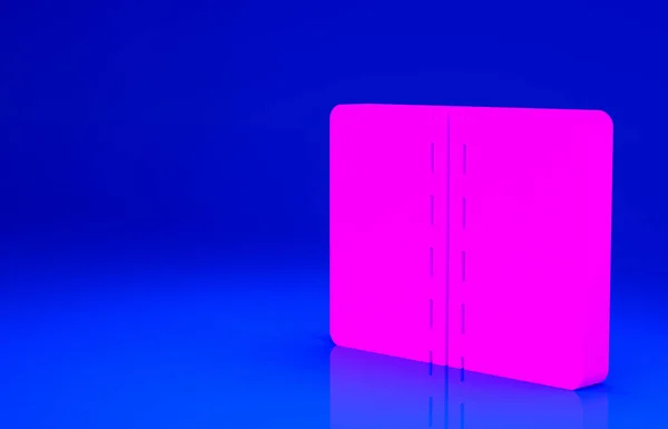 Ícone de rolo de tecido têxtil rosa isolado no fundo azul. Rolo, tapete, tapete, pano, tapete ou rolo de papel ícone. Conceito de minimalismo. 3D ilustração 3D render — Fotografia de Stock