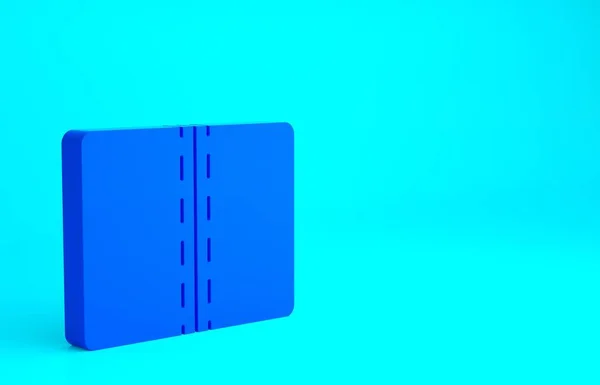 Ícone de rolo de tecido têxtil azul isolado no fundo azul. Rolo, tapete, tapete, pano, tapete ou rolo de papel ícone. Conceito de minimalismo. 3D ilustração 3D render — Fotografia de Stock
