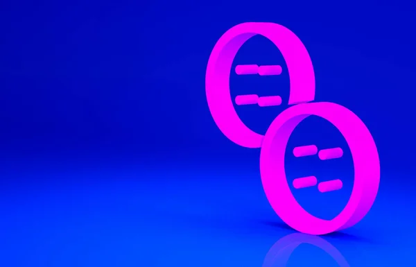 Rózsaszín Varró gomb ruhák ikon elszigetelt kék háttér. Ruházat gomb. Minimalizmus koncepció. 3d illusztráció 3D render — Stock Fotó