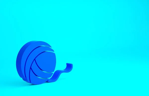 Kék fonal labda ikon elszigetelt kék háttérrel. Kézműves, kötő- vagy szabóműhely címkéje. Minimalizmus koncepció. 3d illusztráció 3D render — Stock Fotó