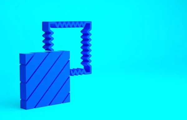 Niebieski materiał tkaniny rolki ikona izolowane na niebieskim tle. Rolka, mata, dywan, tkanina, dywan lub ikona rolki papieru. Koncepcja minimalizmu. Ilustracja 3D 3D renderowania — Zdjęcie stockowe