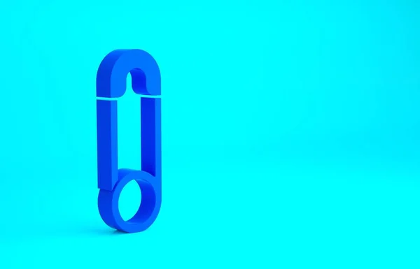 블루 클래식 폐쇄 스틸 안전핀 아이콘은 파란 배경에 분리되어 있다. 미니멀리즘의 개념입니다. 3d 삽화 3D 렌더링 — 스톡 사진