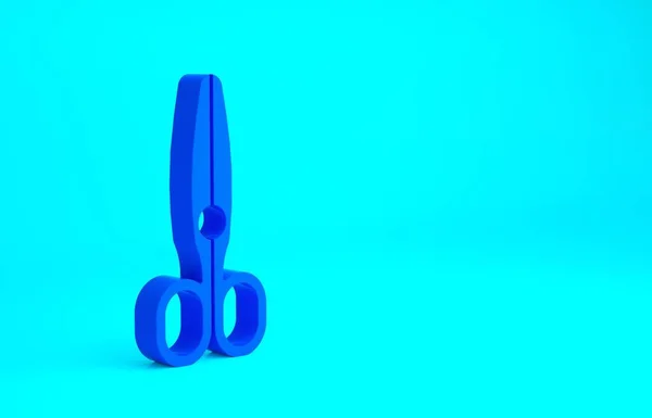 Ikona Blue nůžky izolované na modrém pozadí. Krejčí symbol. Značka řezného nástroje. Minimalismus. 3D ilustrace 3D vykreslení — Stock fotografie