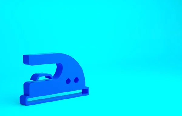 Ikon besi Blue Electric diisolasi dengan latar belakang biru. Besi uap. Konsep minimalisme. Tampilan 3D ilustrasi 3d — Stok Foto