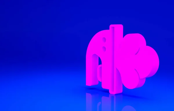 Иконка из розового электрического железа на синем фоне. Паровой утюг. Концепция минимализма. 3D-рендеринг — стоковое фото