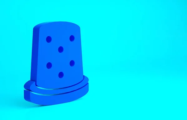 Blå Thimble för sömnad ikon isolerad på blå bakgrund. Minimalistiskt koncept. 3D-återgivning för 3D — Stockfoto