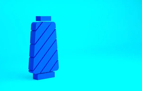 Blauer Nähfaden auf Spulensymbol isoliert auf blauem Hintergrund. Garnspule vorhanden. Fadenspule. Minimalismus-Konzept. 3D Illustration 3D Renderer — Stockfoto