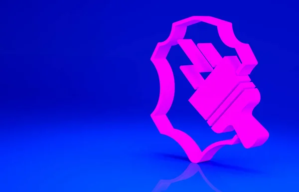 Pinkfarbenes Ledersymbol auf blauem Hintergrund. Minimalismus-Konzept. 3D Illustration 3D Renderer — Stockfoto