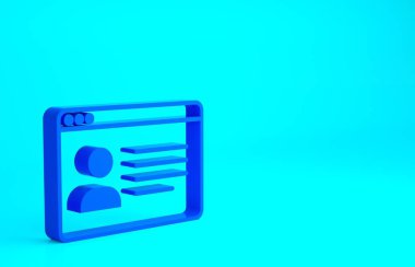 Mavi arkaplanda mavi çevrimiçi sınıf simgesi izole edildi. Çevrimiçi eğitim kavramı. Minimalizm kavramı. 3d illüstrasyon 3B canlandırma