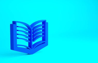 Mavi arkaplanda Mavi Açık kitap simgesi izole edildi. Minimalizm kavramı. 3d illüstrasyon 3B canlandırma