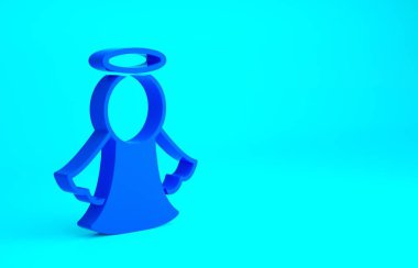 Mavi Melek simgesi mavi arkaplanda izole edildi. Minimalizm kavramı. 3d illüstrasyon 3B canlandırma