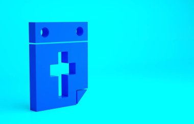 Mavi Takvim ölüm simgesi mavi arkaplanda izole edildi. Minimalizm kavramı. 3d illüstrasyon 3B canlandırma