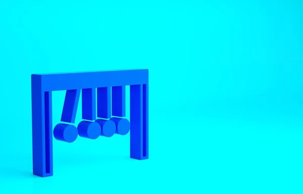 Ícone de pêndulo azul isolado no fundo azul. Berço Newtons. Conceito de minimalismo. 3D ilustração 3D render — Fotografia de Stock