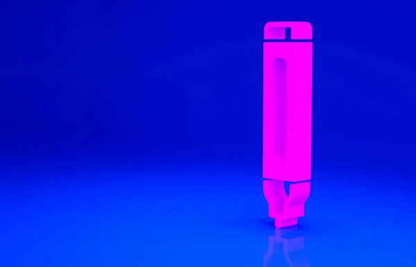Піктограма ручки Pink Marker ізольована на синьому фоні. Концепція мінімалізму. 3D ілюстрація 3D рендеринга — стокове фото