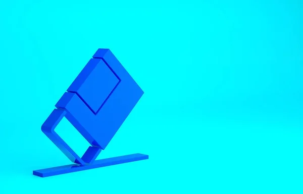 Borrador azul o icono de goma aislado sobre fondo azul. Concepto minimalista. 3D ilustración 3D render —  Fotos de Stock