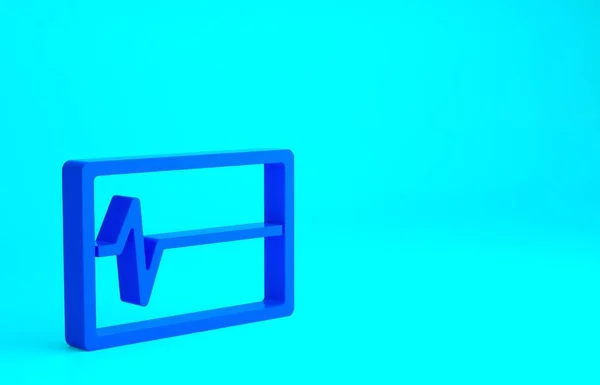 파란 배경에 고립된 모니터 아이콘으로 블루 비트 데드. 심전 도 결과 사망. 미니멀리즘의 개념입니다. 3d 삽화 3D 렌더링 — 스톡 사진