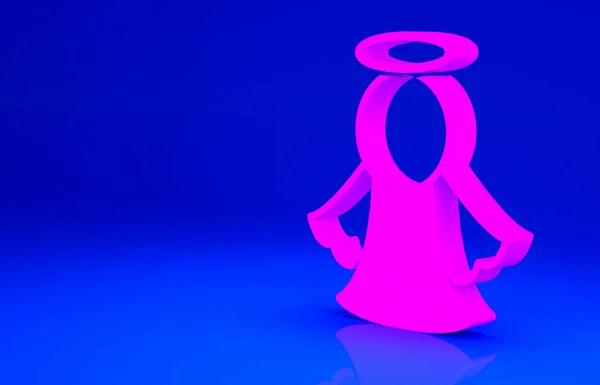 Icono Ángel rosa aislado sobre fondo azul. Concepto minimalista. 3D ilustración 3D render — Foto de Stock