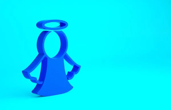 Icono Ángel azul aislado sobre fondo azul. Concepto minimalista. 3D ilustración 3D render — Foto de Stock