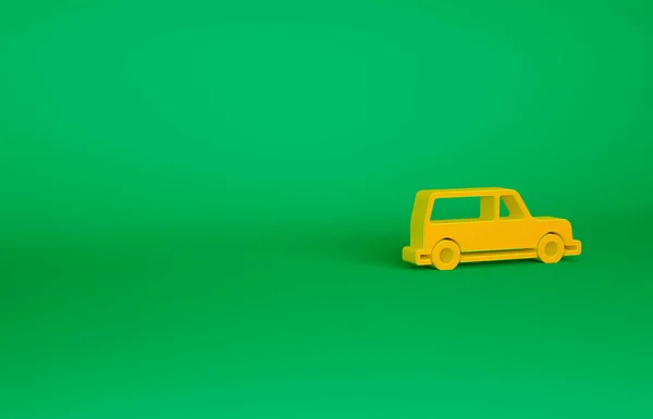 Pomarańczowy samochód pogrzebowy ikona izolowane na zielonym tle. Koncepcja minimalizmu. Ilustracja 3D 3D renderowania — Zdjęcie stockowe