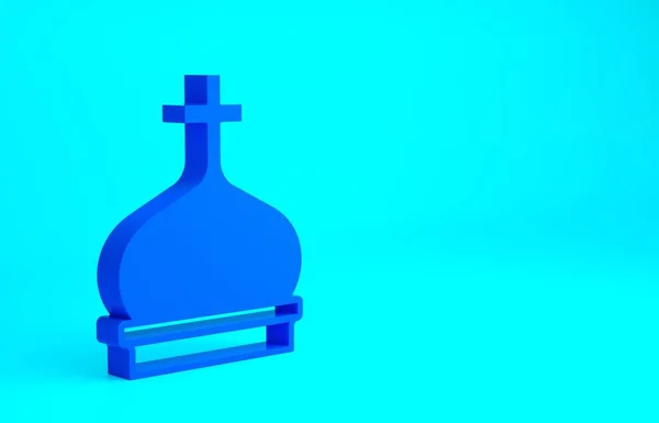 Blauwe christelijke kerktoren pictogram geïsoleerd op blauwe achtergrond. Religie van de kerk. Minimalisme concept. 3d illustratie 3D renderen — Stockfoto