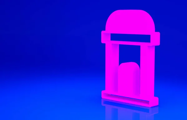 Rosa Icono de la cripta antigua aislado sobre fondo azul. Símbolo del cementerio. Osario o cripta para el entierro del difunto. Concepto minimalista. 3D ilustración 3D render — Foto de Stock