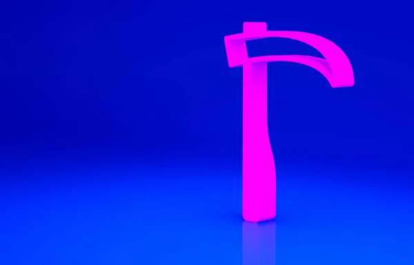 Pink Scythe ícone isolado no fundo azul. Feliz festa de Halloween. Conceito de minimalismo. 3D ilustração 3D render — Fotografia de Stock