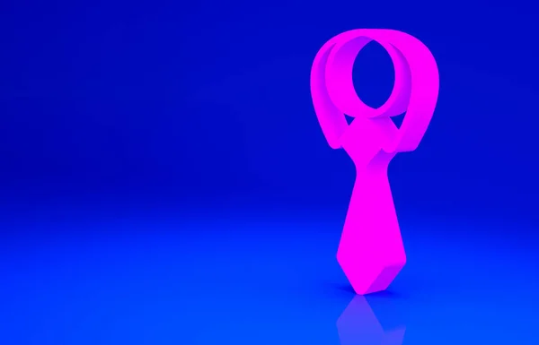 Pink Tie pictogram geïsoleerd op blauwe achtergrond. Halsband en halsdoek symbool. Minimalisme concept. 3d illustratie 3D renderen — Stockfoto