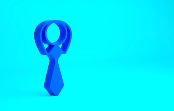 블루 타이 아이콘은 파란 배경에 분리되어 있습니다. 넥타이와 목도리의 상징. 미니멀리즘의 개념입니다. 3d 삽화 3D 렌더링 — 스톡 사진