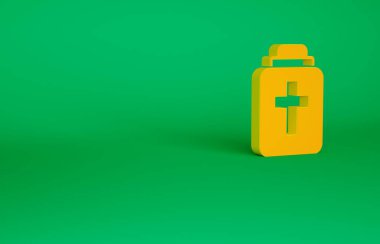 Turuncu Cenaze Vazosu ikonu yeşil arka planda izole edildi. Yakma ve gömme kapları, kolumbaryum vazolar, küllü kavanozlar ve kaplar. Minimalizm kavramı. 3d illüstrasyon 3B canlandırma