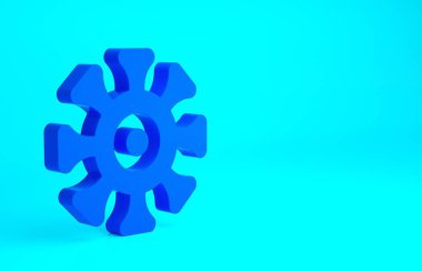 Mavi Bakteri simgesi mavi arkaplanda izole edildi. Bakteriler ve mikroorganizmalar, sebep olan mikroorganizma hastalıkları, hücre kanseri, mikrop, virüs, mantar. Minimalizm kavramı. 3d illüstrasyon 3B canlandırma