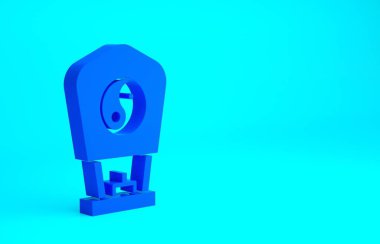 Mavi Çin kağıt fener ikonu mavi arkaplanda izole edildi. Minimalizm kavramı. 3d illüstrasyon 3B canlandırma