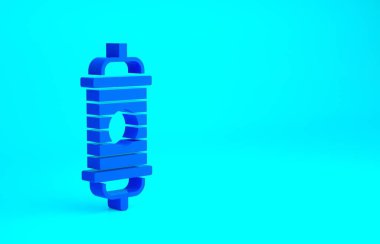 Mavi Çin kağıt fener ikonu mavi arkaplanda izole edildi. Minimalizm kavramı. 3d illüstrasyon 3B canlandırma