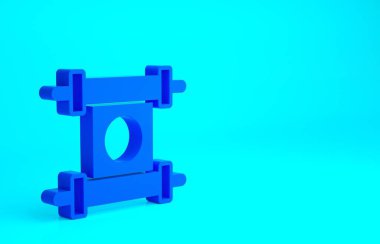 Mavi KHK, kağıt, parşömen, parşömen simgesi mavi arkaplanda izole edilmiş. Çin parşömeni. Minimalizm kavramı. 3d illüstrasyon 3B canlandırma