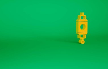 Turuncu Çin kağıt fener ikonu yeşil arka planda izole edildi. Minimalizm kavramı. 3d illüstrasyon 3B canlandırma