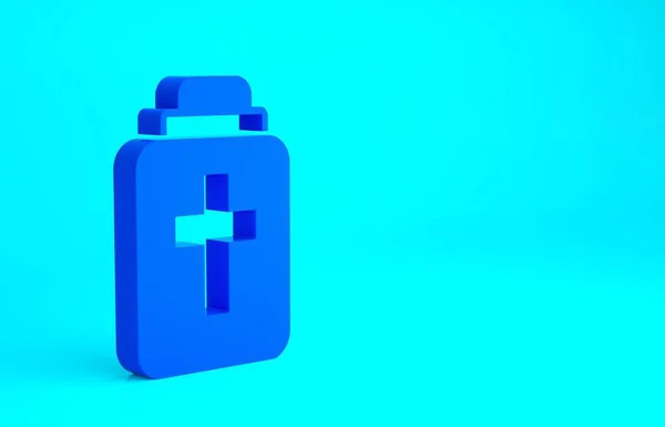 Blue Funeral urn icon isolated on blue background. Cremation and burial containers, columbarium vases, jars and pots with ashes. Minimalism concept. 3d illustration 3D render — Stock Photo, Image