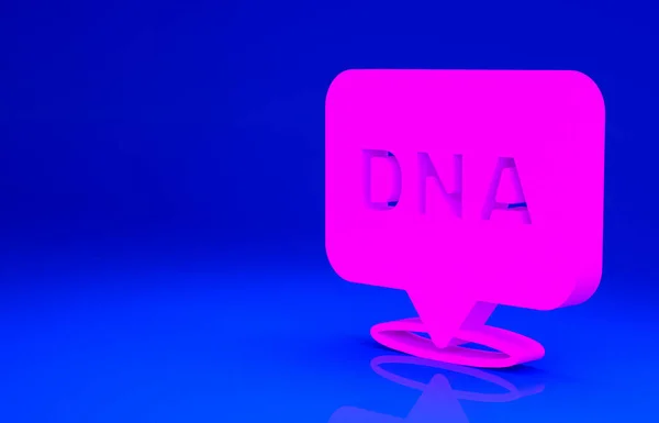 Pink DNA symbol icon isolated on blue background. Minimalism concept. 3d illustration 3D render