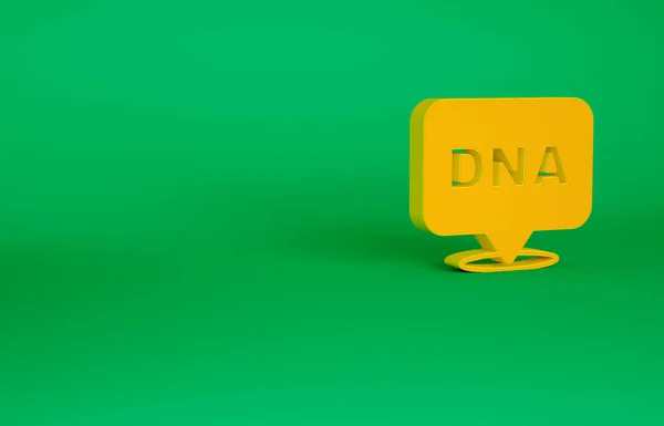 Icona simbolo DNA arancione isolato su sfondo verde. Concetto minimalista. Illustrazione 3d rendering 3D — Foto Stock