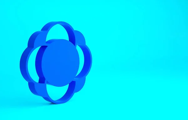 Піктограма синьої молекули ізольовано на синьому фоні. Структура молекул в хімії, вчителі науки інноваційний освітній плакат. Концепція мінімалізму. 3D ілюстрація 3D рендеринга — стокове фото