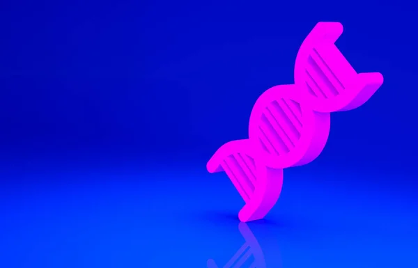 Icona simbolo DNA rosa isolato su sfondo blu. Concetto minimalista. Illustrazione 3d rendering 3D — Foto Stock