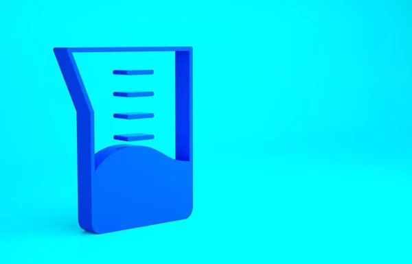 Blue Laboratory glassware or beaker icon isolated on blue background. Minimalism concept. 3d illustration 3D render — Stock Photo, Image