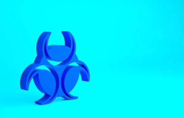 Symbole bleu Biohazard icône isolée sur fond bleu. Concept de minimalisme. Illustration 3D rendu 3D — Photo